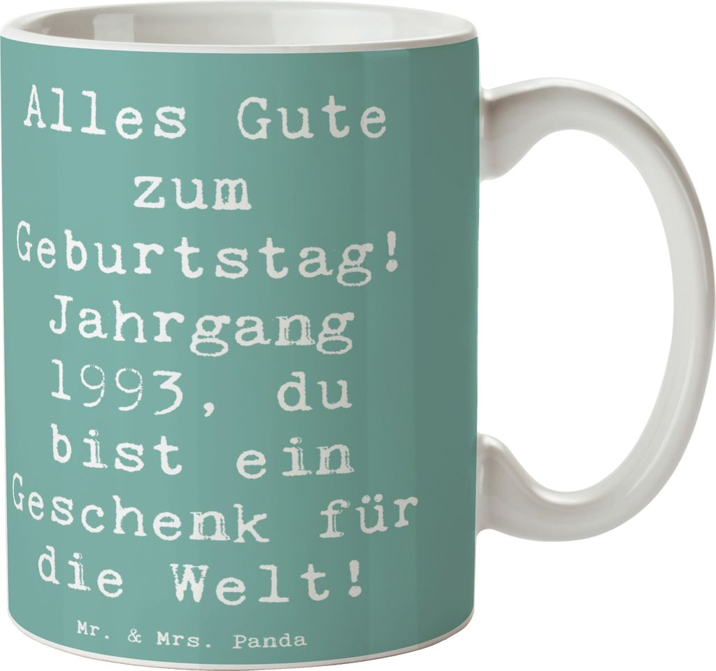 Mr. & Mrs. Panda haferl Spruch 1993 Geburtstag - Meeresbrise - Geschenk, Bedruckte Tasse, Geburtstagsgeschenk, Alter, Jubiläum, Geburtstagsfeier, ...