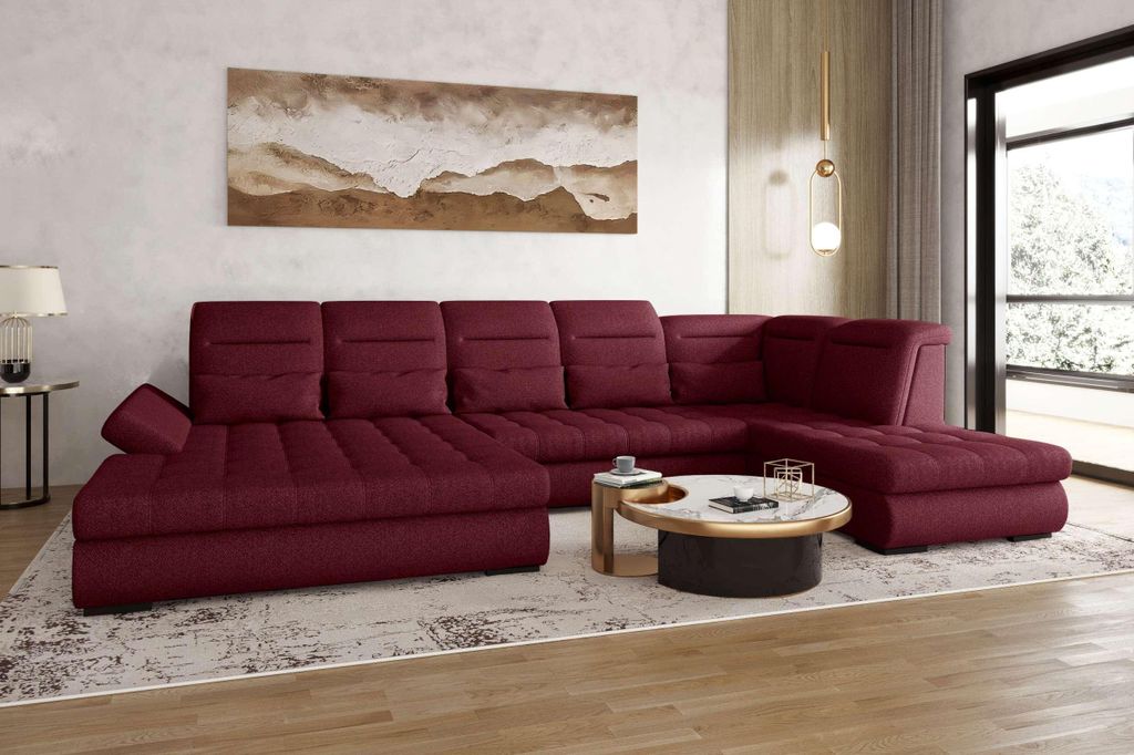 99rooms Toscana Wohnlandschaft Velours VOGUE Bordeaux Links