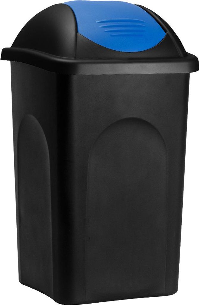 DEUBA® Poubelle avec couvercle basculant 60L noir/bleu Image du produit 