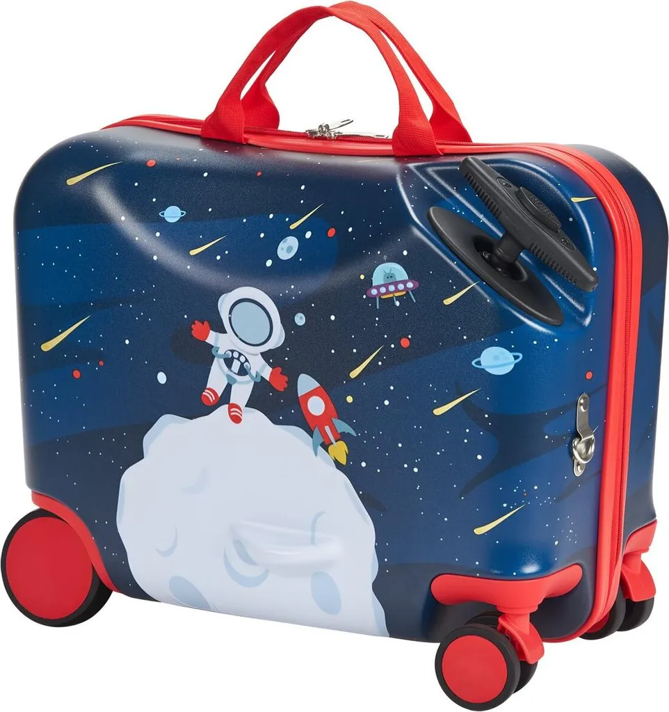 Valise à roulettes pour enfants 18 pouces avec trottinette bleue