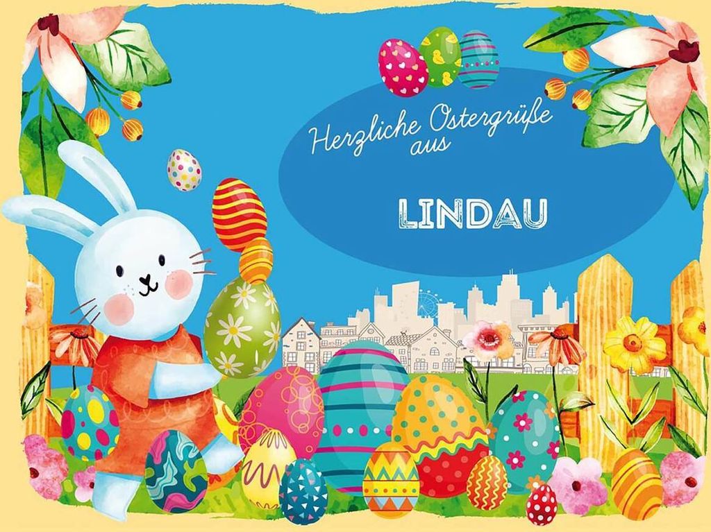 vianmo Holzschild 30x40 cm Ostern Ostergrüße LINDAU