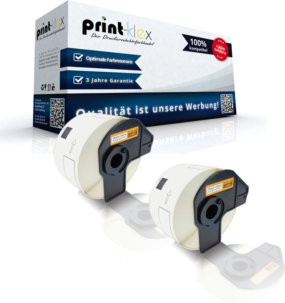 Print-Klex 2x Kompatible Etiketten-Rollen kompatibel mit Brother P-Touch DK-11208 P-Touch QL580Series P-Touch QL650TD P-Touch QL700 P-Touch QL710W ...