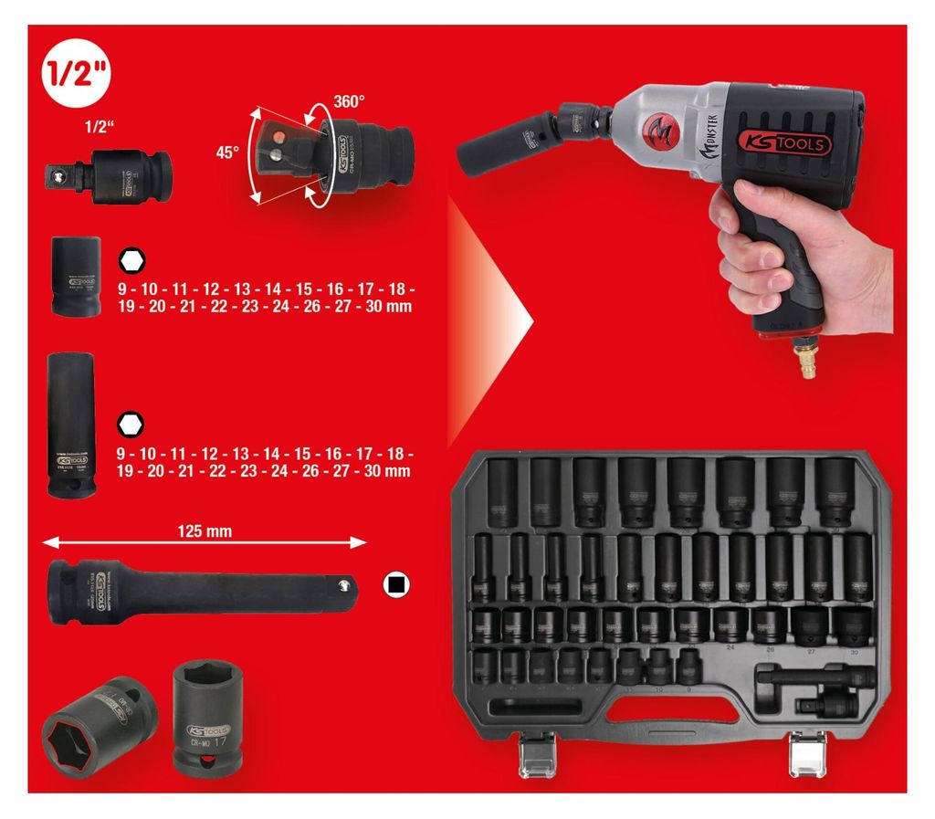 KS Tools 515.0065, Steckschlüssel-Satz, 1/2", 40 Produktbild 