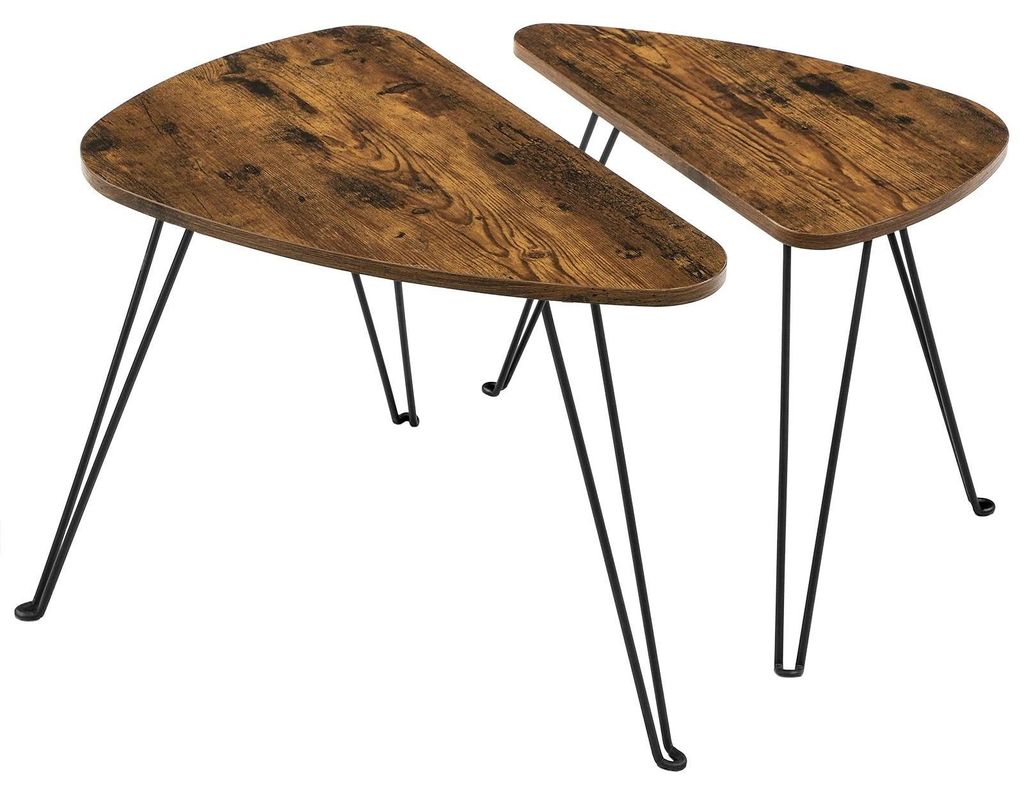 Beistelltische 2er-Set - Couchtische/Kaffeetische - Industrieller Stil - Für Wohnzimmer, Schlafzimmer, Esszimmer - Braun