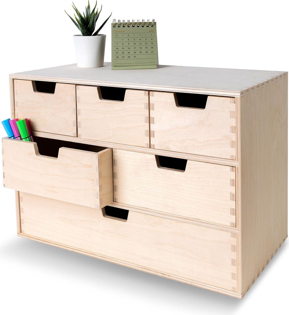 Creative Deco Petite Commode Bois 6 Tiroir - 42 x 20 x 28,5 Image du produit 