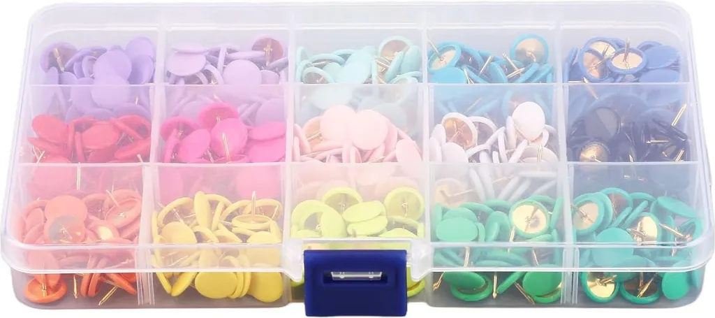 Kit Organisation Bureau 15 Couleurs Punaises Plates pour Notes et Mémos
