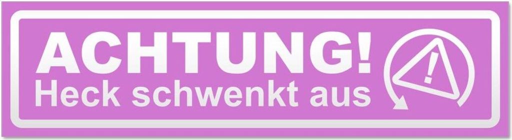 Kiwistar - Autoaufkleber - Flieder - 45 x 12 cm - Achtung Heck schwenkt aus invertiert - Hinweis Aufkleber Sticker für Auto, Kfz, Fahrrad, PKW, LKW
