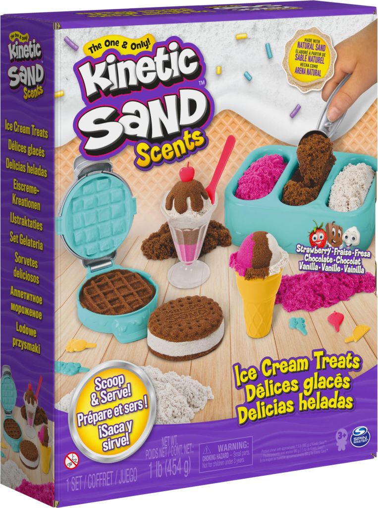 Kinetic Sand Kinetic Sand - Spielset für Eiscreme mit duftendem Sand in drei Farben - 510 Gramm - Sensorisches Spielzeug