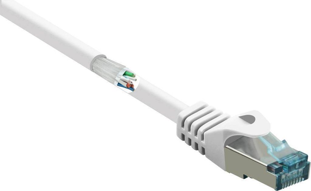 Renkforce RF-5047448 RJ45 Netzwerkkabel, Patchkabel CAT 6a S/FTP 15.00 m Weiß mit Rastnasenschutz, Flammwidrig 1 St.
