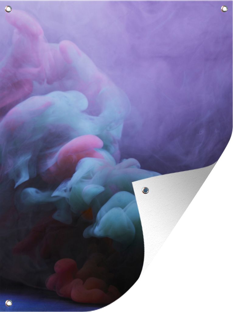 MuchoWow 30x40 cm Outdoor-Poster Gartendeko Sichtschutz Garten Poster für den Garten Violetter Nebel durch roten und blauen Rauch