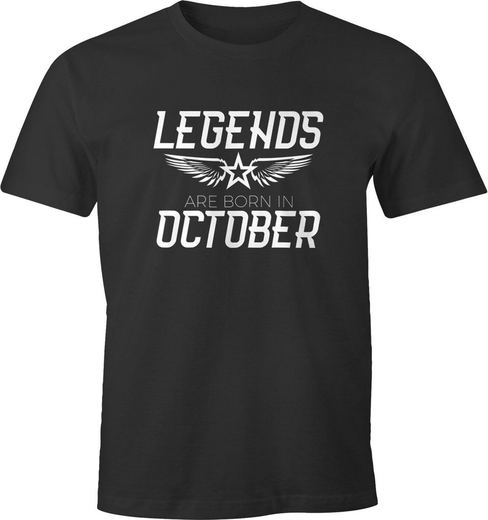Herren T-Shirt Legends are born in October Geburtstag Geschenk Fun-Shirt Moonworks anthrazit S