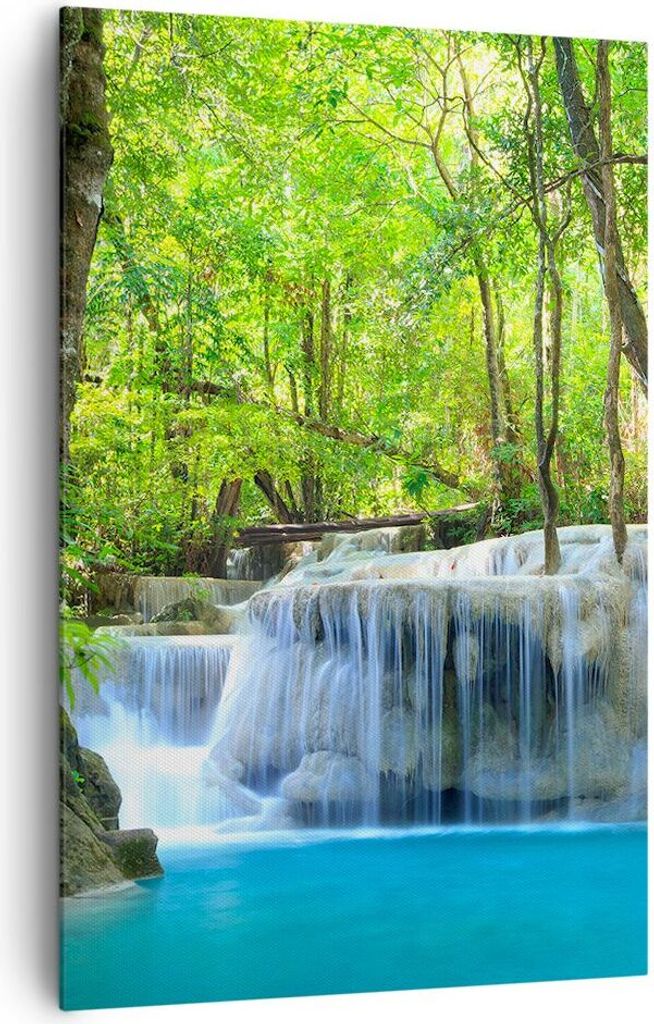 Bild auf Leinwand - Leinwandbild - Einteilig - Wasserfall Wald Umwelt - 80x120cm - Wand Bild - Wanddeko - Wandbilder - Leinwanddruck - Wanddekorati...