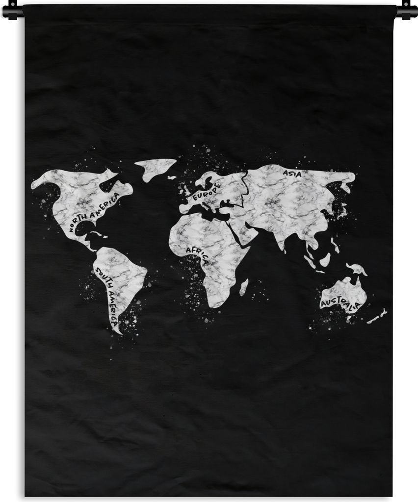 MuchoWow Wandteppich Wandbehang Karte - Welt - Marmor 150x200 cm Tapisserie Dekoration Wandtuch - Wandaufhängung - Moderner