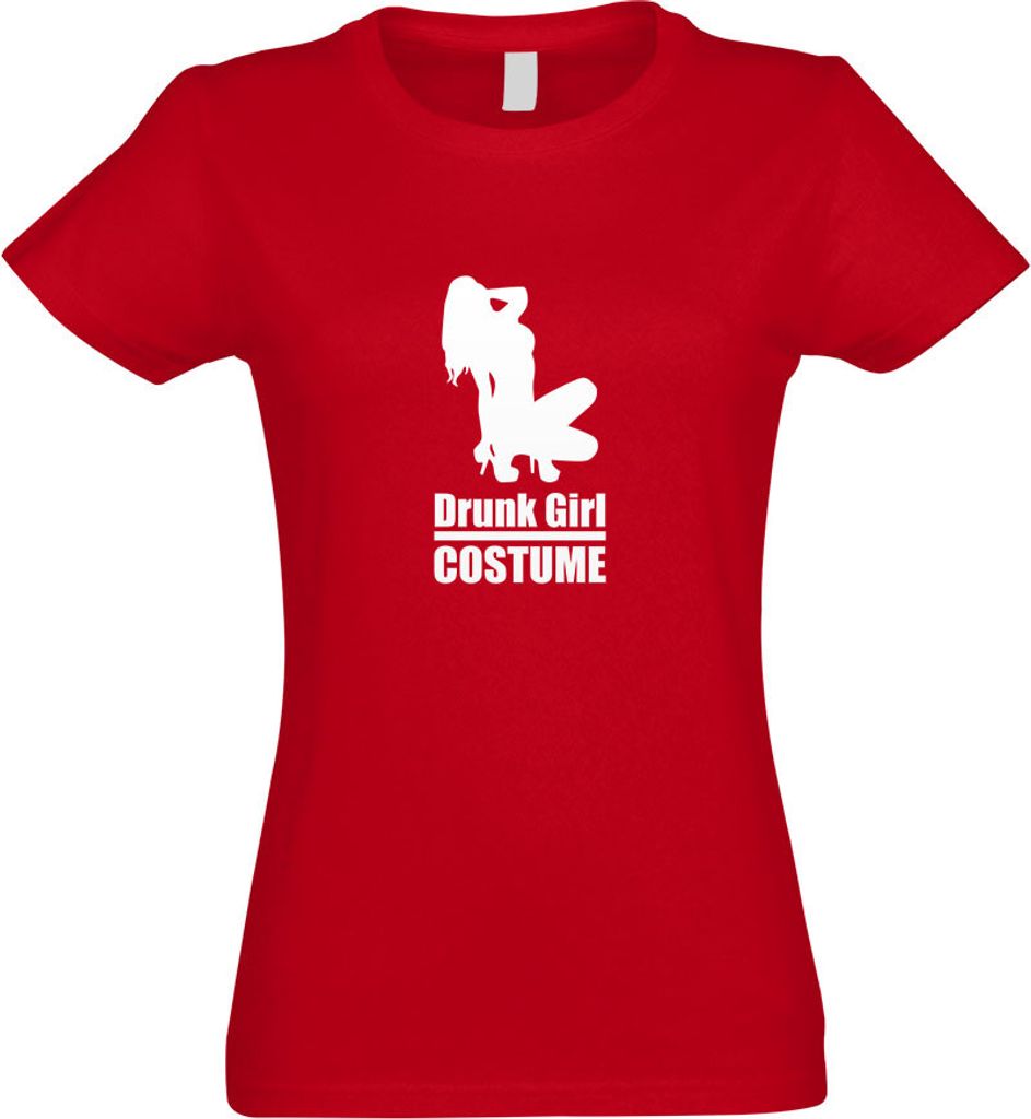 Kiwistar - T-Shirt tailliert - Damen - rot - Drunk Girl Costume GoGo - mit Motiv Bedruckt - Funshirt Design - Sport - Freizeit - Damen - XXL