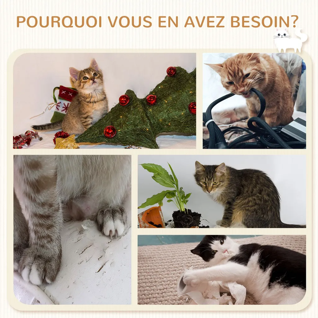 Parcours Mural pour Chat avec Arbre à Chat Suspendu et Hamac Gris