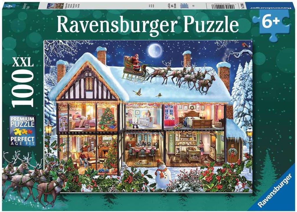 Ravensburger Verlag GmbH Ravensburger Kinderpuzzle - 12996 Weihnachten zu Hause - Weihnachtspuzzle für Kinder ab 6 Jahren, mit 100 Teilen im XXL- 1