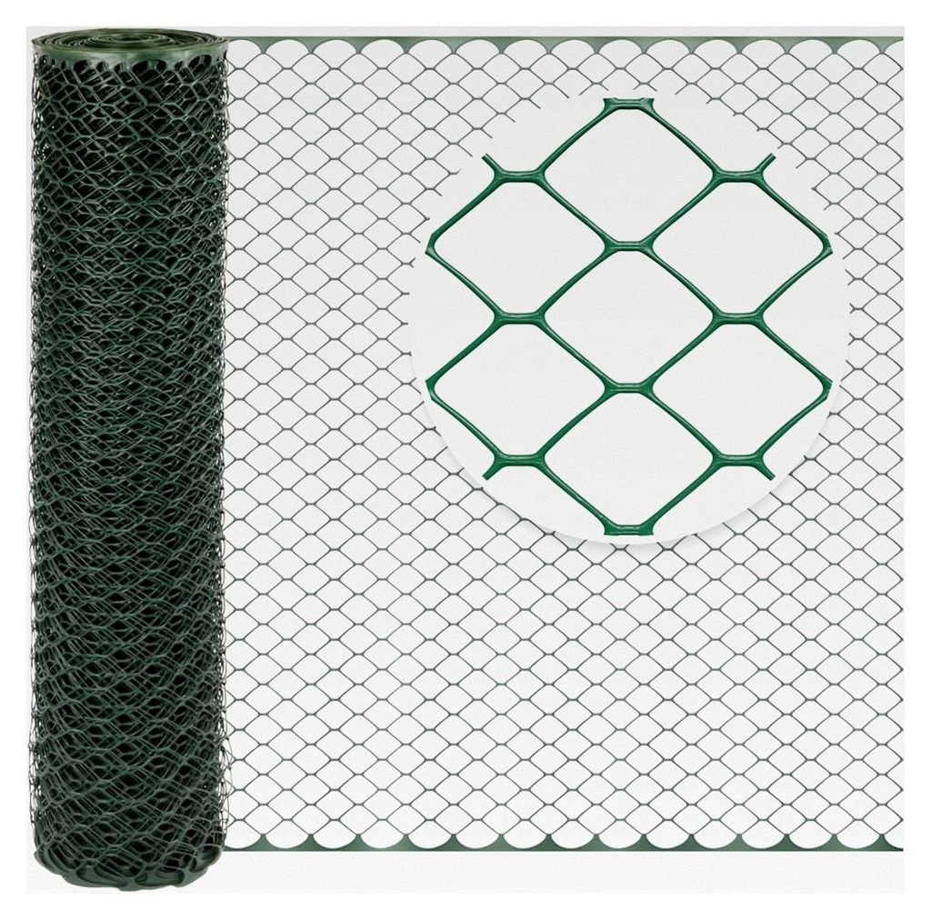 Premium Begrenzungszaun 25m, Kunststoffzaun, Höhe 120cm - 50x50mm, grün