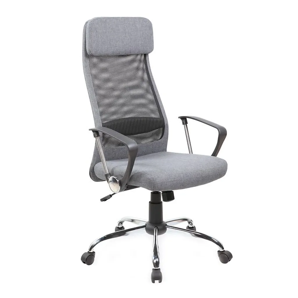 Chaise pivotante RADOSTINA grise idéale pour télétravail et petit bureau