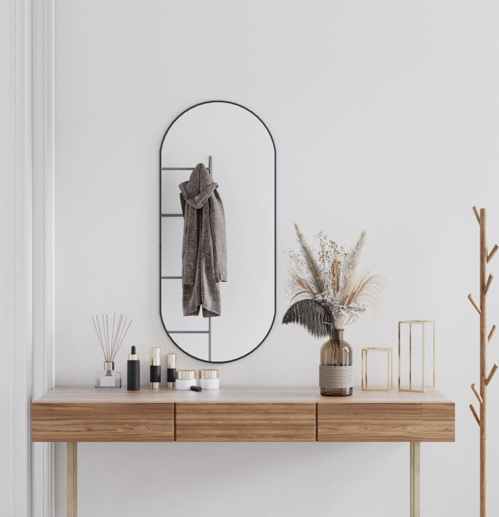 Wandspiegel Schwarz 100x45 cm Oval , Badspiegel Design 2024