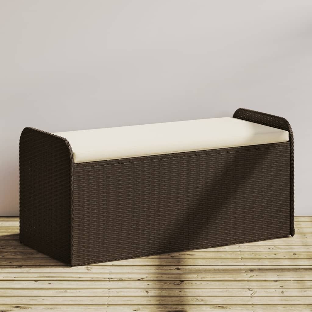 Maison Exclusive - Sitzbank mit Stauraum & Kissen Braun 115x51x52 cm Poly Rattan