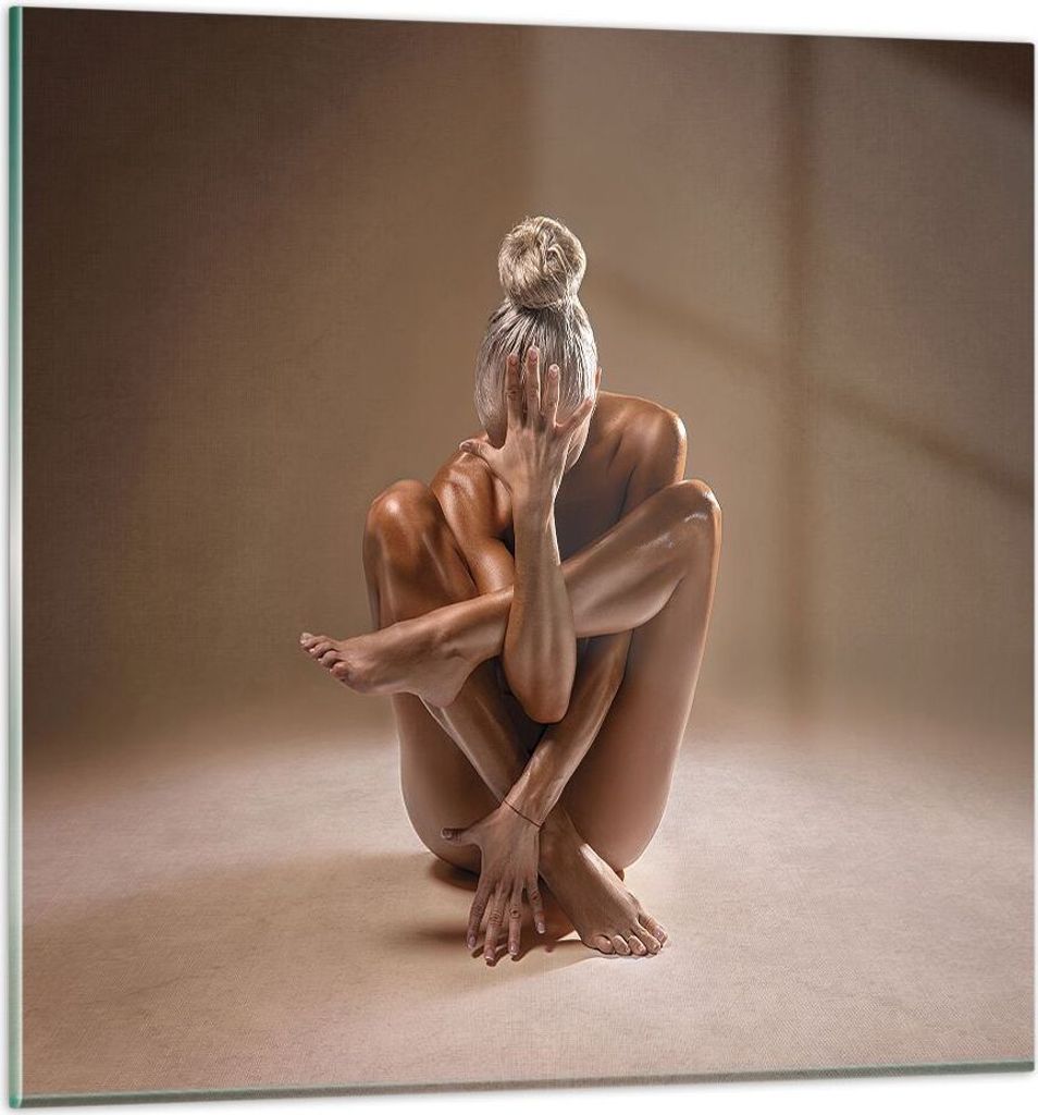 Bilder auf glas - Einteilig - Nackt Frau Figur - 40x40cm - Glasbilder - Wandbilder - Bilder - zum Aufhängen bereit - Wanddekoration aus Glas - Gla...