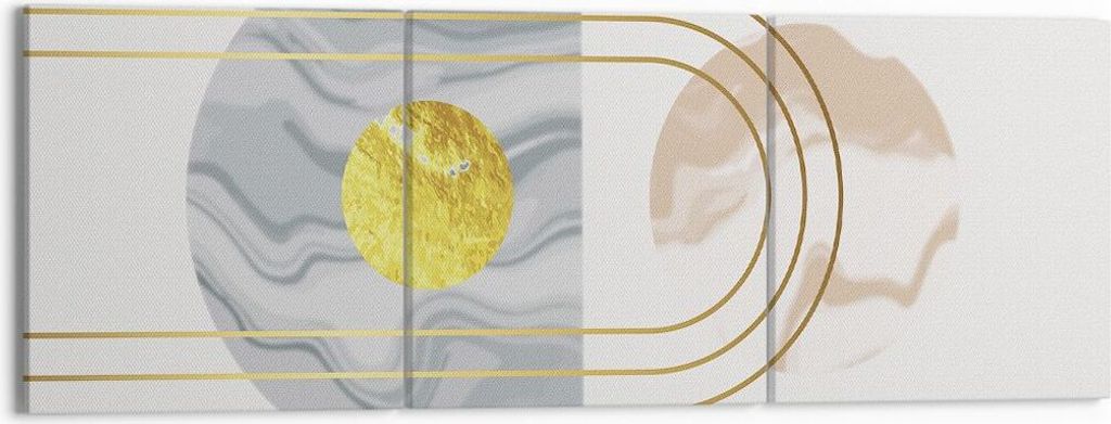 Bild auf Leinwand - Leinwandbild - 3 Teile - Modern Gold abstrakt - 150x50cm - Wand Bild - Wanddeko - Wandbilder - Leinwanddruck - Bilder - Wanddek...