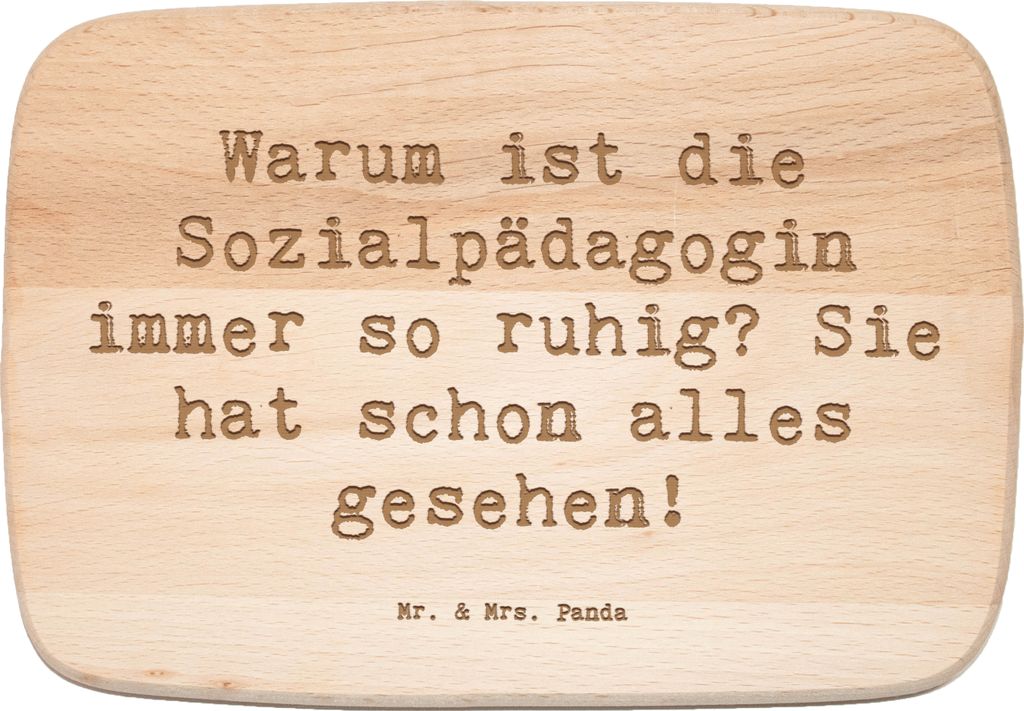 Mr. & Mrs. Panda Schneidebrett Holz Spruch Sozialpädagogin Ruhe - Transparent - Geschenk, Warum ist die immer so ruhig, Frühstücksbrettchen, Emp...