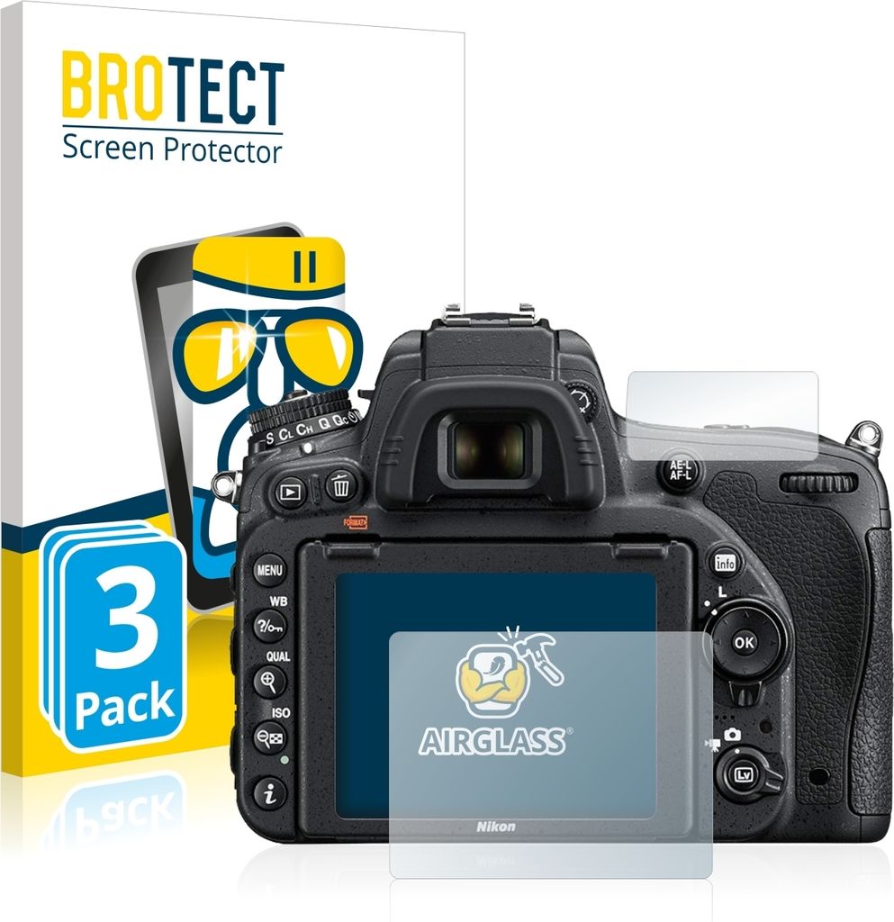 3x BROTECT Schutzglas für Nikon D750 Schutzfolie Panzer Folie Glas Display Schutz klar