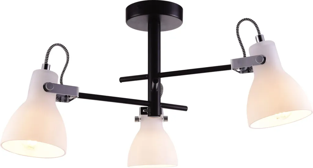 Plafonnier KANTI Kaja Noir et Blanc 3xE14 Métal 26x50x50 cm IP20