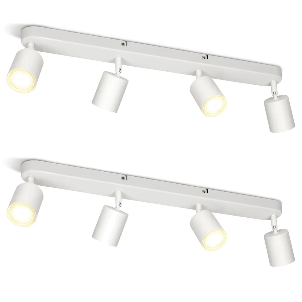 ZMH Plafoniera Bianca 4 Faretti: Illuminazione Casa Moderna Metallo