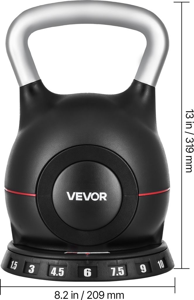 Kettlebell Réglable VEVOR – 7 Poids En 1 : 2 à 20 Kg – Noir – Neuf