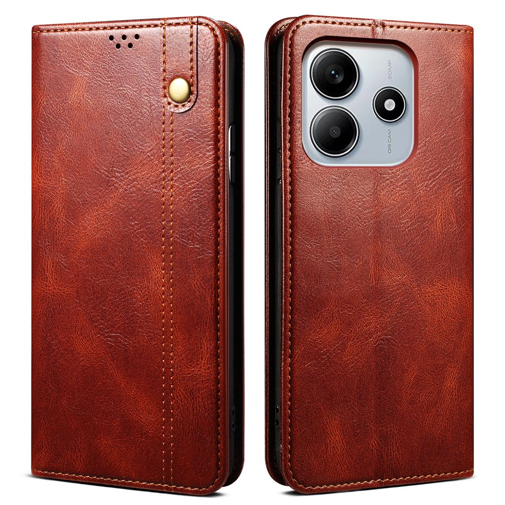 Hülle für Xiaomi Redmi Note 14 5G Leder Brieftasche Schutzhülle mit Standfunktion Rot
