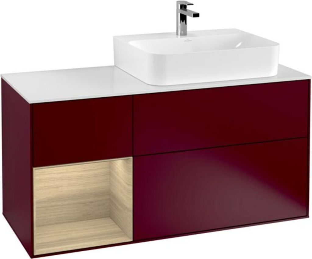V&B Waschtischunterschrank Abdeckplatte Gl. wh. m Finion 120cm, Reg links Oak Veneer, Peony Matt