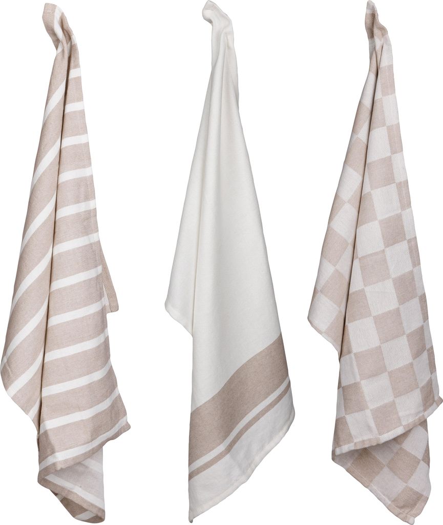 Cosy & Trendy Geschirrtücher Stoff Sand 50 x 70 cm - 3-teilig
