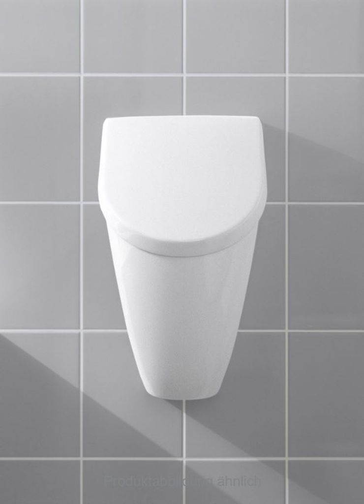 Villeroy & Boch Subway Keramik Absaug Urinal Pissoir Urinalbecken Urinalset mit Deckel und Ceramic Plus Beschichtung,weiß