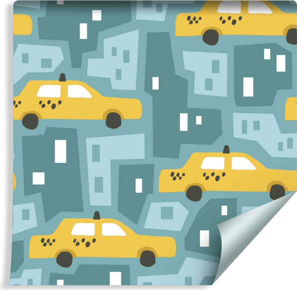 10m VLIES TAPETE Rolle Kinderzimmer Autos Gelbe Taxis Stadt Verkehr XXL
