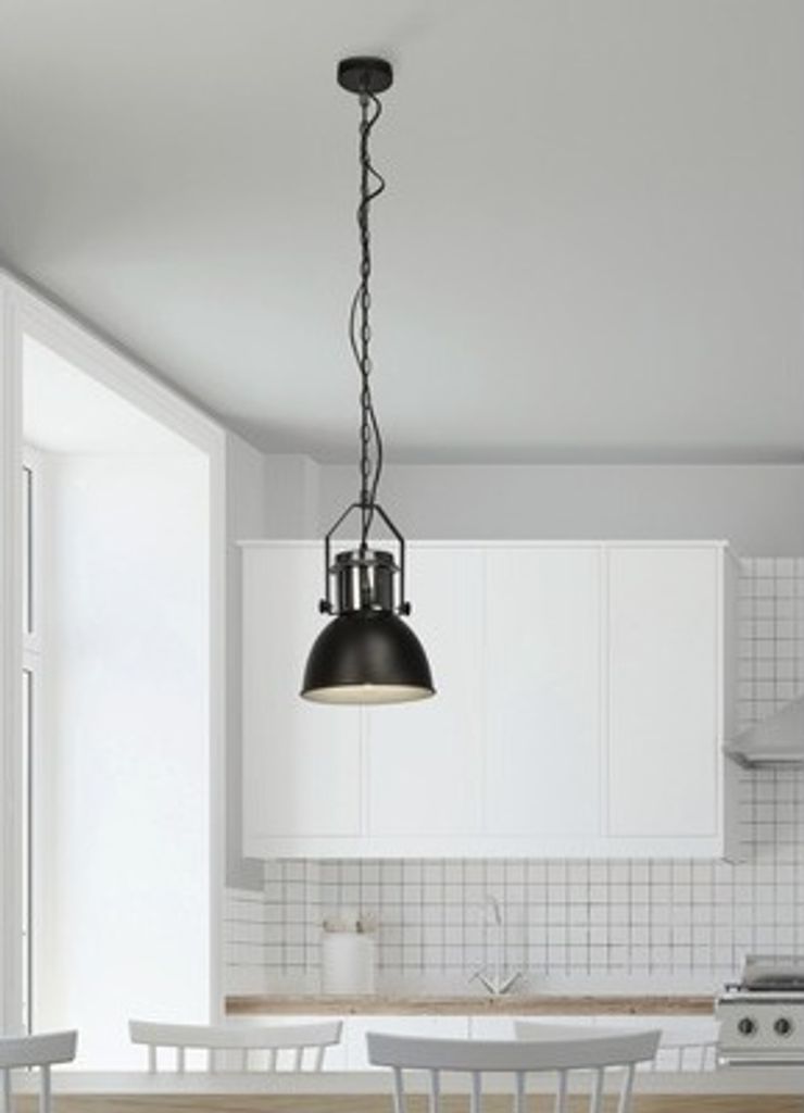 Pendelleuchte 1-flammig Ø 23 cm schwarz/chrom Produktbild 