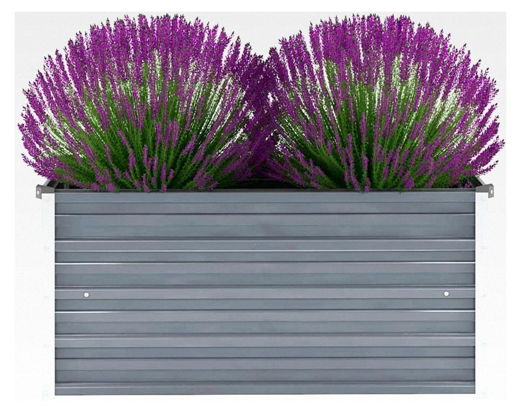 Hochbeet aus verzinktem Stahl 100x40x45 cm Grau für Garten, Balkon und Terrasse