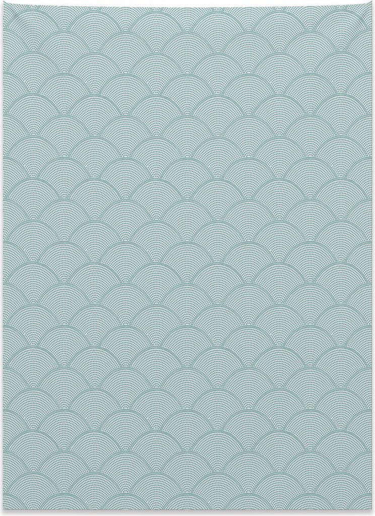 Abakuhaus Geometrisch Wandteppich, Halbkreis-Skalen aus Weiches Mikrofaser Stoff Kein Verblassen Klare Farben Waschbar, 110 x 150 cm, Seafoam Weiß