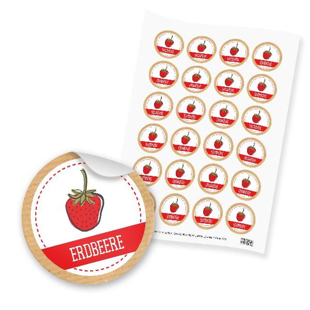 itenga 24x Sticker "Erdbeere" (Motiv 171)