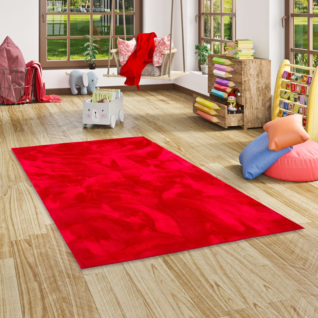 Kinder und Jugend Super Soft Fellteppich Pearl Kids Rot, Größe:80x150 cm