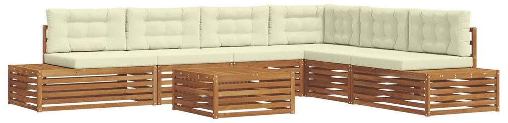 vidaXL Outdoor-Sofagarnitur mit Kissen 7 Stück Natur und Creme