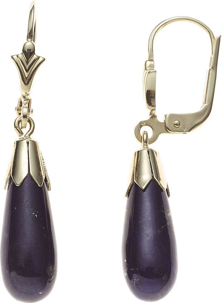 Boutons Ohrringe Ohrhänger mit Lapis-Lazuli Tropfen blau 333 Gold Damen