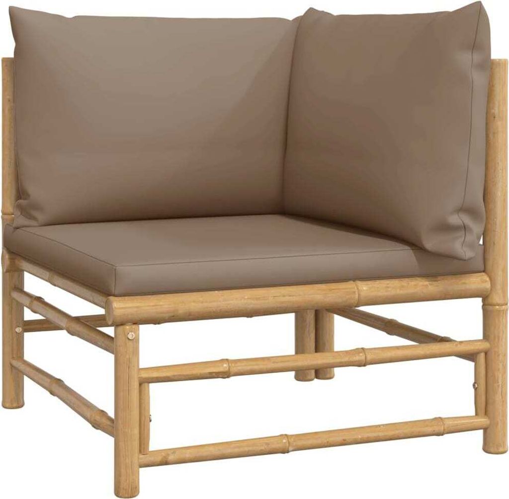vidaXL Garten-Ecksofa mit Taupe Kissen Bambus