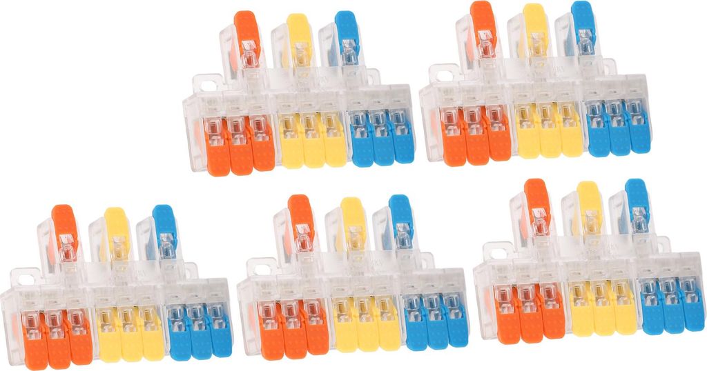 5-teiliges Set Hebel-Drahtverbinder 3 bis 9 Schnellverdrahtungskabelverbinder Steck-Leiterklemmenblock 41A 450V