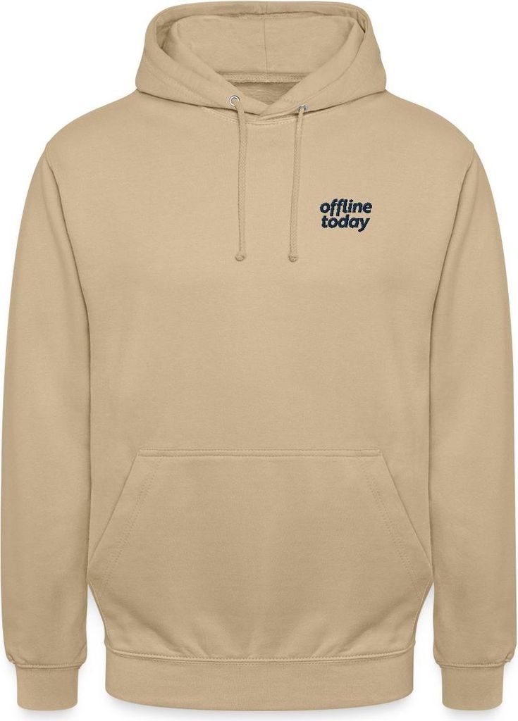 Spreadshirt Stickmotiv Offline Today Heute Offline Uni Hoodie, L, Beige