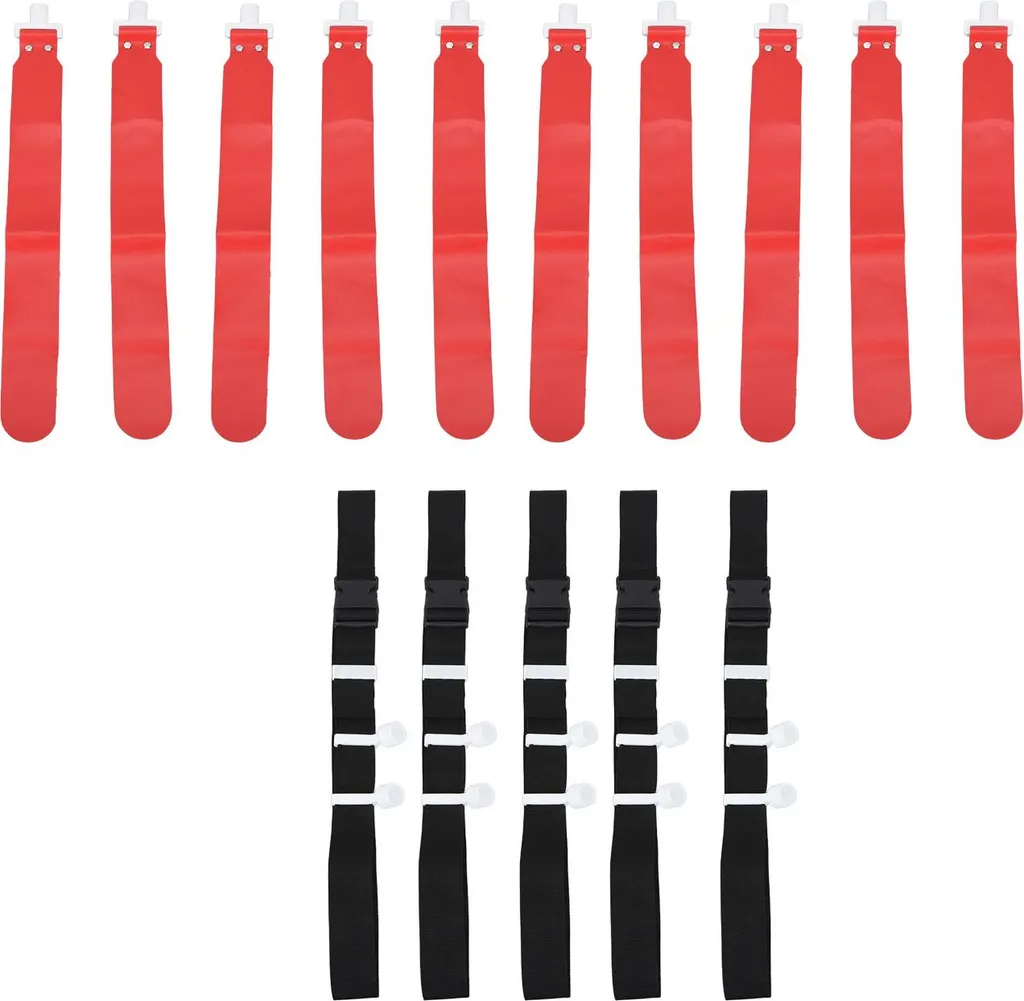 Ceinture de Football à Drapeau en PP, Set 5 Pièces Ajustable Rouge