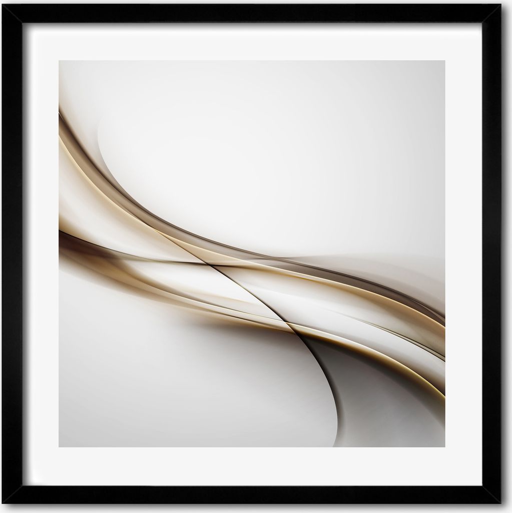 Bild - 50 cm x 50 cm - MDF - Rahmen, Wandkunst - Braune Welle