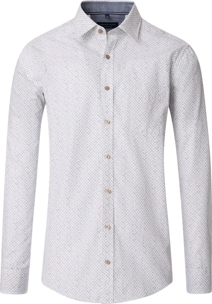 CASAMODA Herren Freizeithemd Langarm Kent Casual Beige gemustert M
