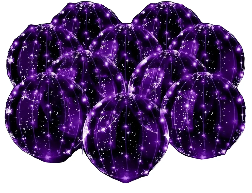 Ballons Lumineux pour Mariage et Soirée, Pack de 10 LED Couleur Violet